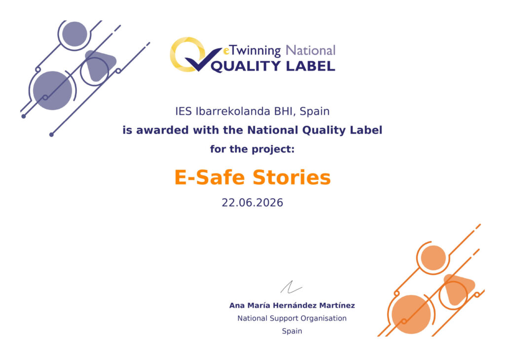eSafe Stories - Europar Kalitatezko Zigilua - eTwinning proiektua